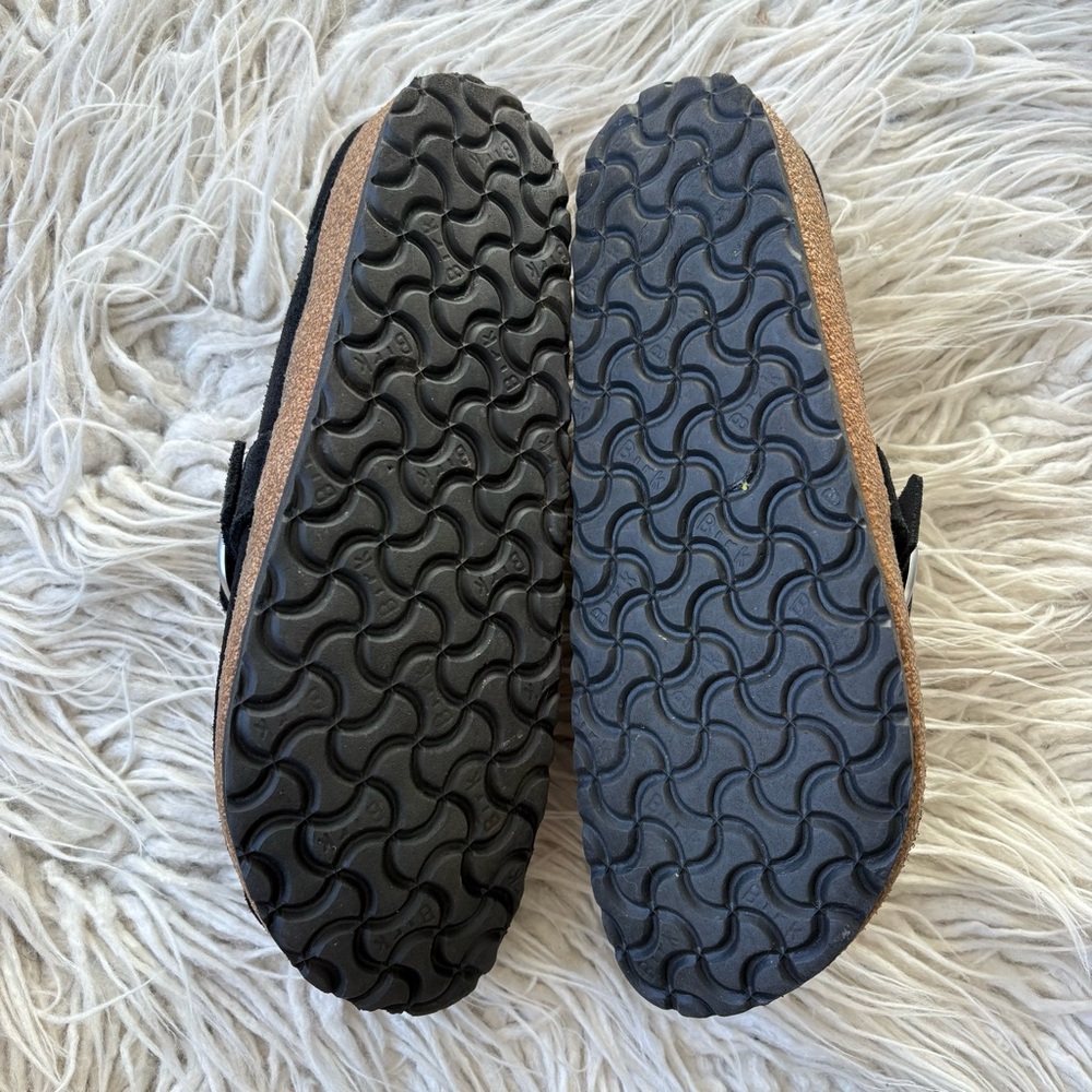 Birkenstock Buckley Black Suede Leather Buckle Slip On Moccasin Mule Shoes 42E - Picture 10 of 12